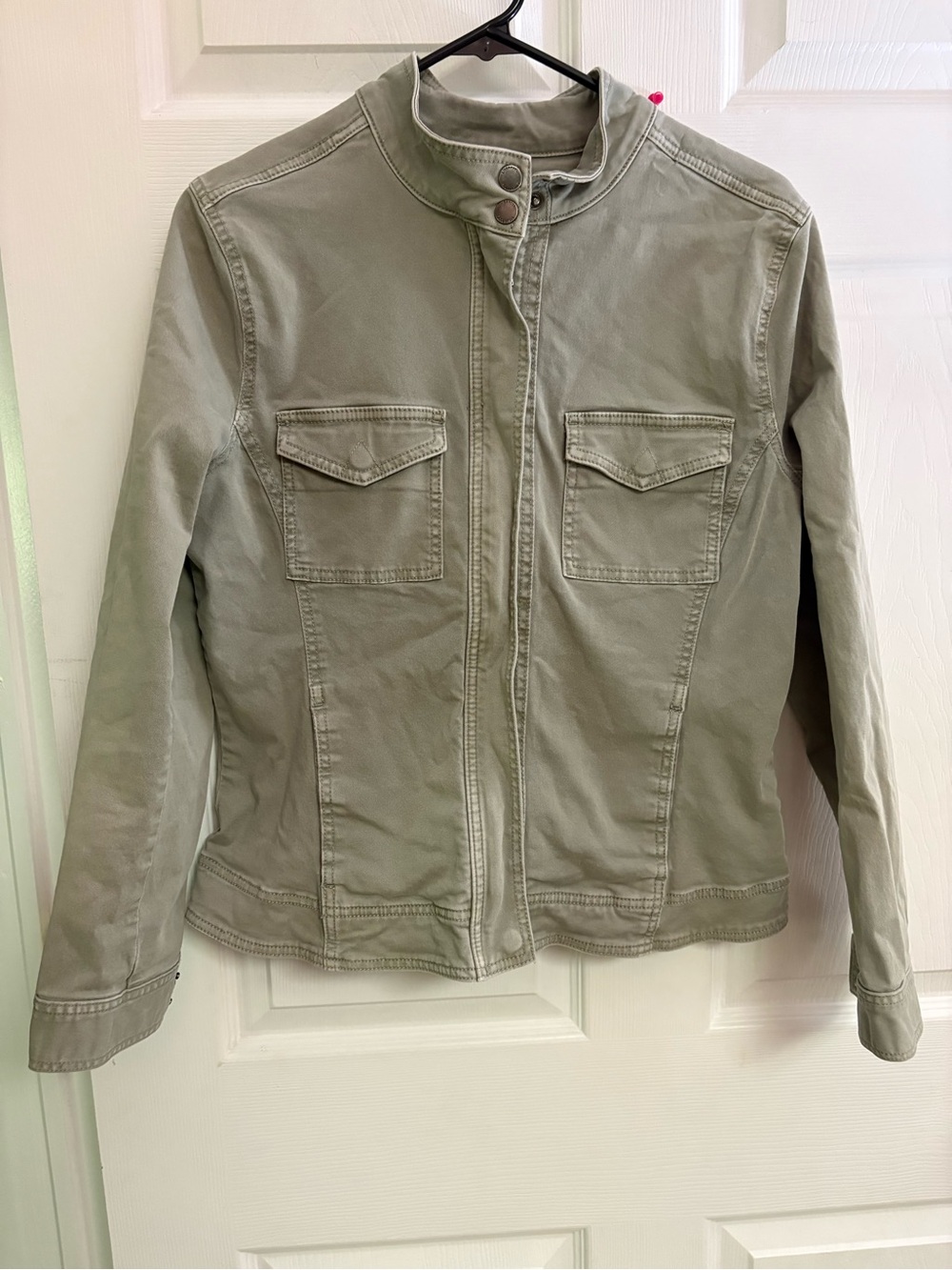 Liverpool Sage Green Utility Jacket with Stand Collar